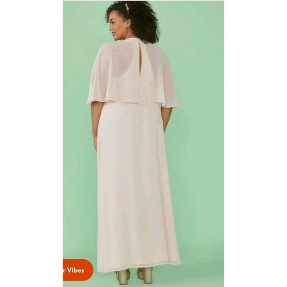 ModCloth Wrapped in Rapture Soft Pink Wrap Dress Maxi Chiffon Capelet Size S NWT - Picture 2 of 12